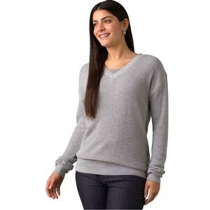 Prana Milani Gray V-Neck Sweater Thermal Shirt Size Small